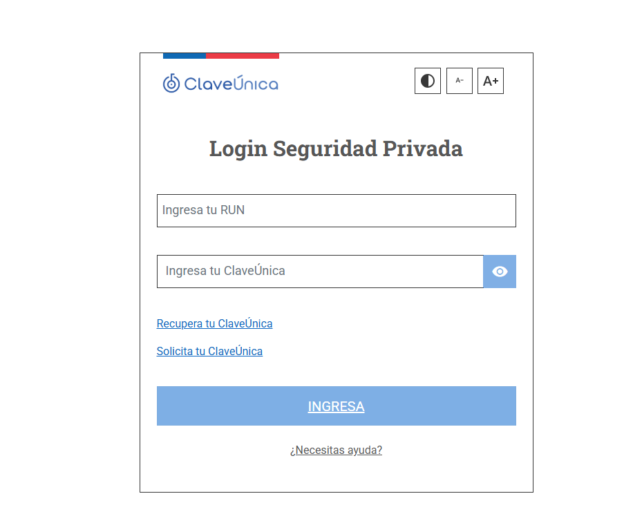 Pantalla de login con ClaveÚnica